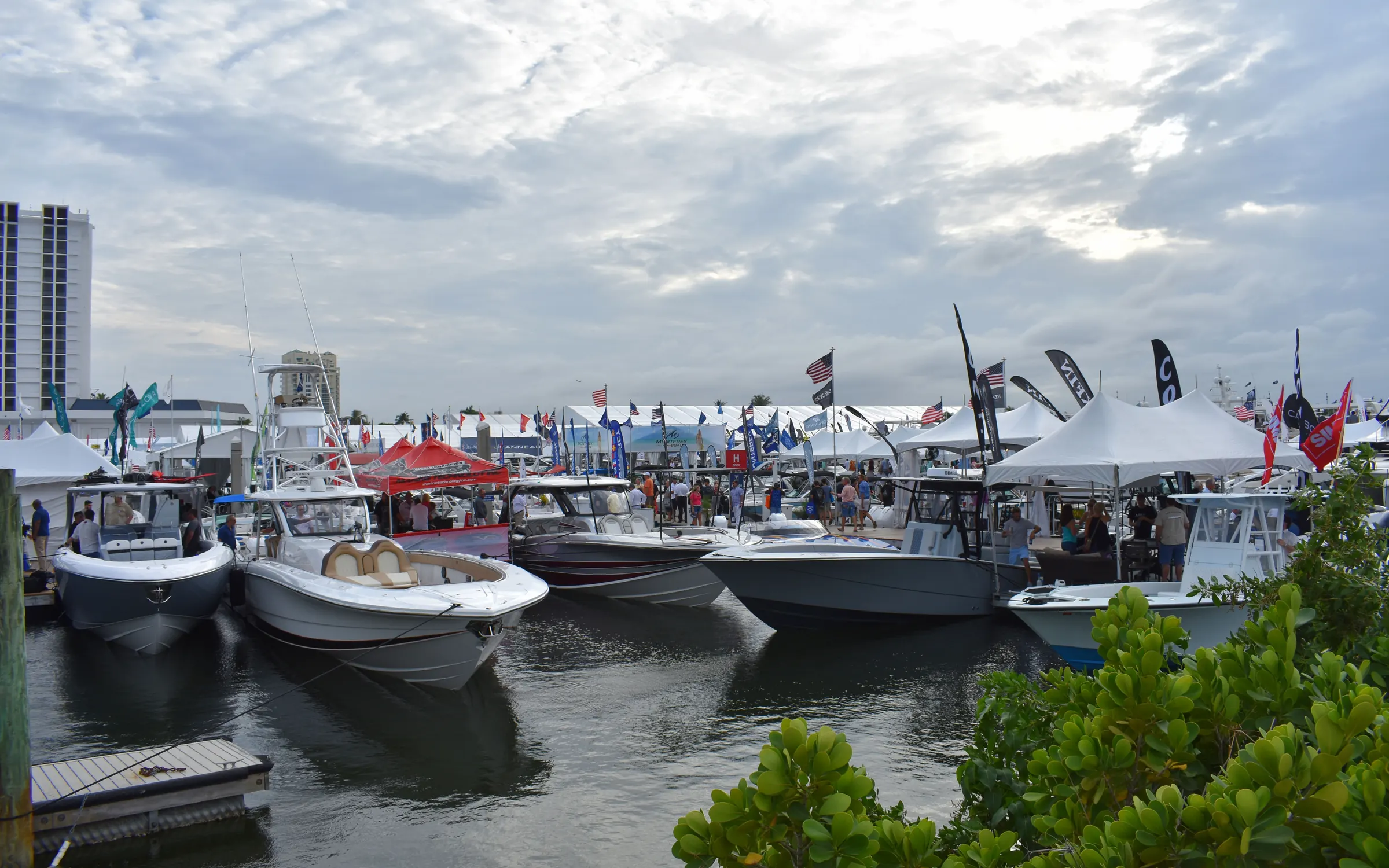 Yachts on the docks at the Fort Lauderdale International Boat Show